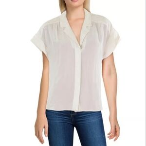 Veronica Beard Merci Silk Off White Button Down Blouse Size 0 Extra Small
